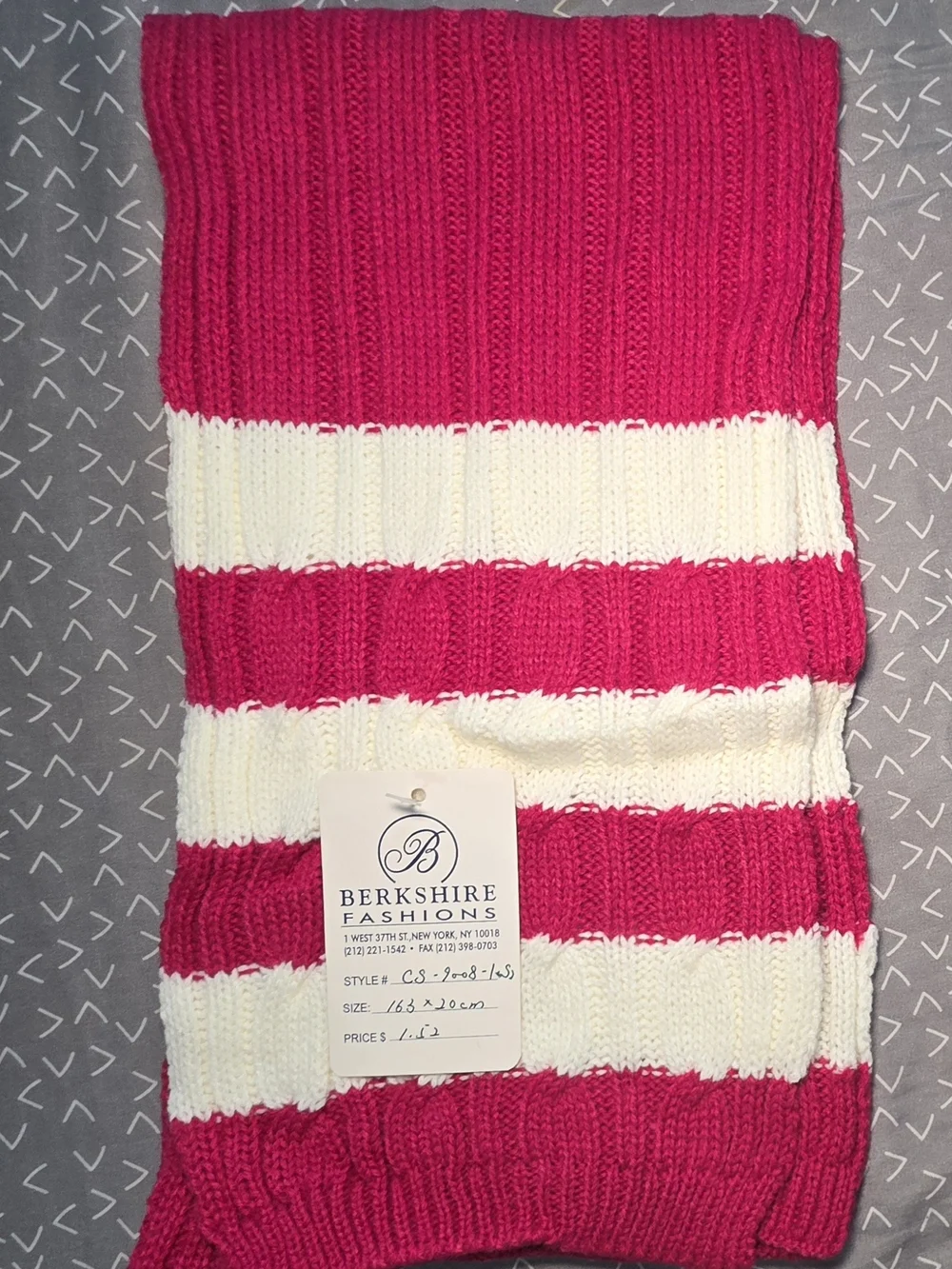 iRE Fashion Pink & White Striped Kids Knit Hat, Scarf & Gloves Set